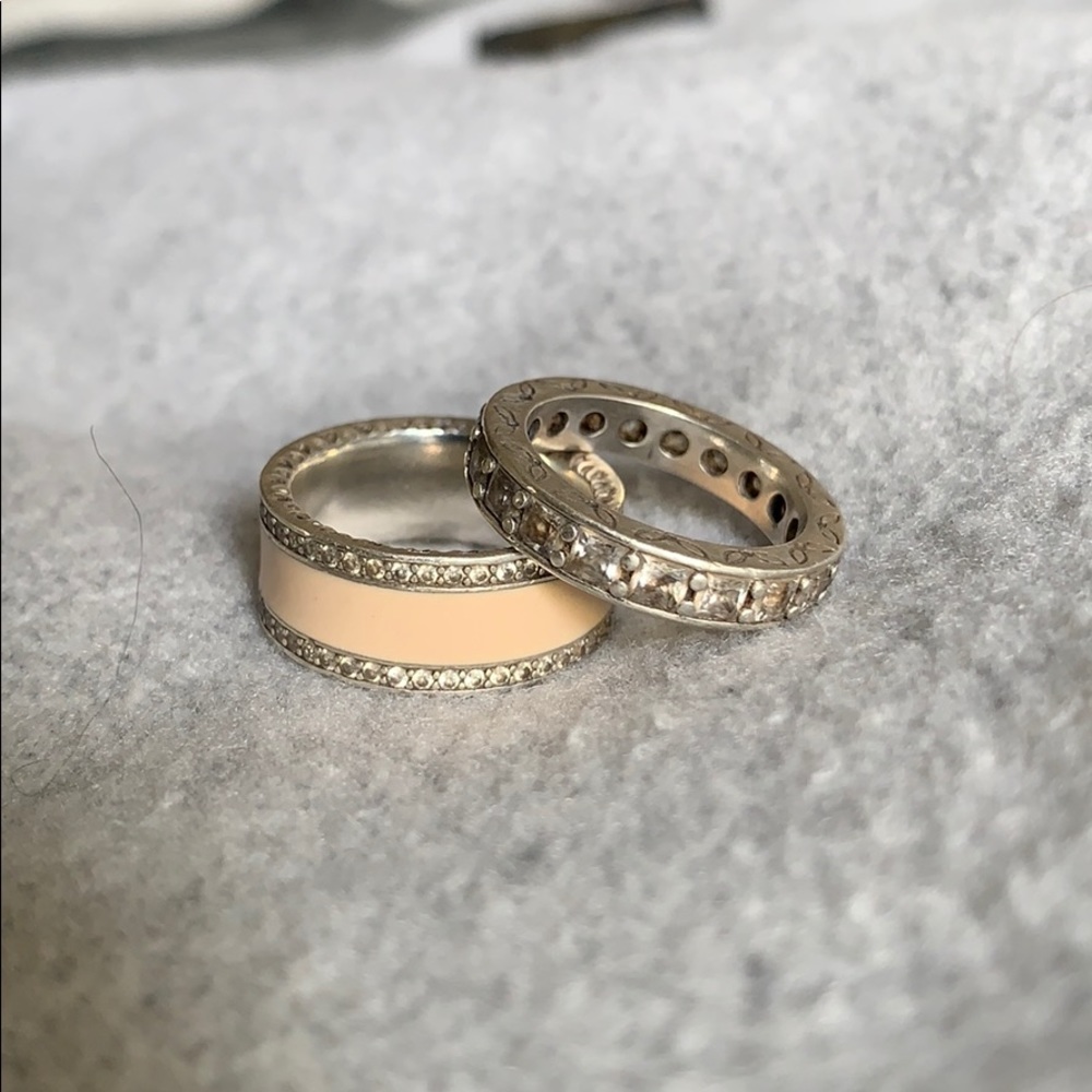 Pandora Stirling Silver Enamel Band Set Rings